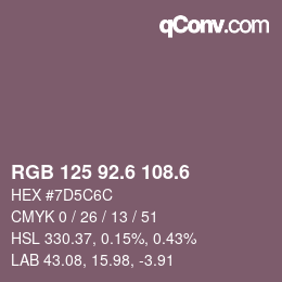 カラーコード: RGB 125 92.6 108.6 | qconv.com