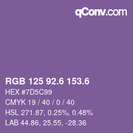 カラーコード: RGB 125 92.6 153.6 | qconv.com