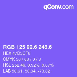 カラーコード: RGB 125 92.6 248.6 | qconv.com
