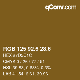 カラーコード: RGB 125 92.6 28.6 | qconv.com