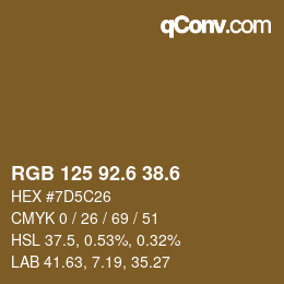 カラーコード: RGB 125 92.6 38.6 | qconv.com