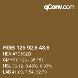 カラーコード: RGB 125 92.6 43.6 | qconv.com