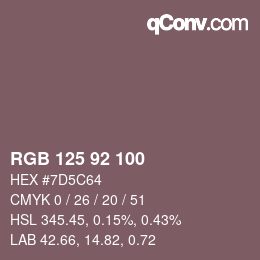 カラーコード: RGB 125 92 100 | qconv.com