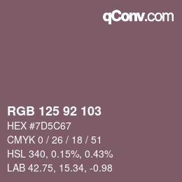 カラーコード: RGB 125 92 103 | qconv.com