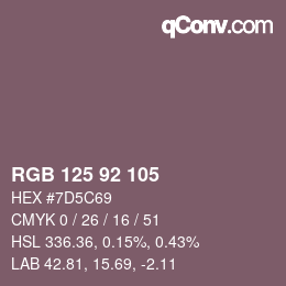 颜色代码: RGB 125 92 105 | qconv.com