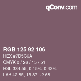 Farbcode: RGB 125 92 106 | qconv.com