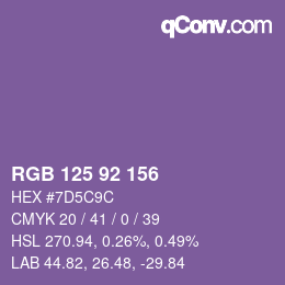 カラーコード: RGB 125 92 156 | qconv.com