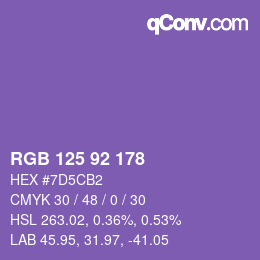 カラーコード: RGB 125 92 178 | qconv.com