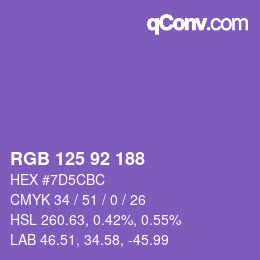 Color code: RGB 125 92 188 | qconv.com