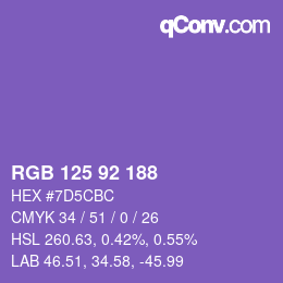 カラーコード: RGB 125 92 188 | qconv.com