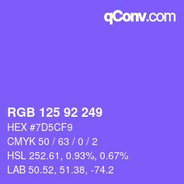 カラーコード: RGB 125 92 249 | qconv.com