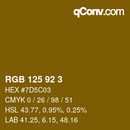 颜色代码: RGB 125 92 3 | qconv.com