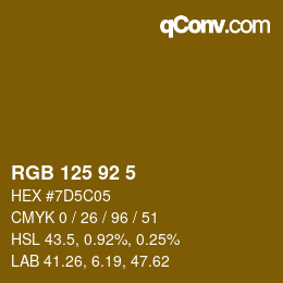 カラーコード: RGB 125 92 5 | qconv.com