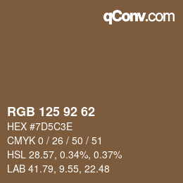 カラーコード: RGB 125 92 62 | qconv.com