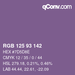 颜色代码: RGB 125 93 142 | qconv.com