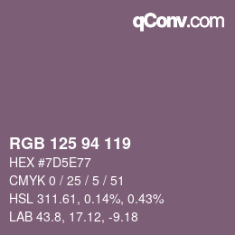 Farbcode: RGB 125 94 119 | qconv.com