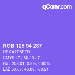 Code couleur: RGB 125 94 237 | qconv.com