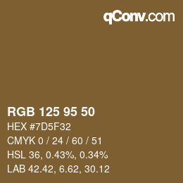 カラーコード: RGB 125 95 50 | qconv.com