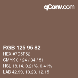 カラーコード: RGB 125 95 82 | qconv.com