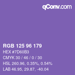 Color code: RGB 125 96 179 | qconv.com