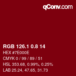 カラーコード: RGB 126.1 0.8 14 | qconv.com