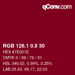 カラーコード: RGB 126.1 0.8 30 | qconv.com
