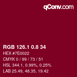 カラーコード: RGB 126.1 0.8 34 | qconv.com