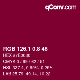 カラーコード: RGB 126.1 0.8 48 | qconv.com