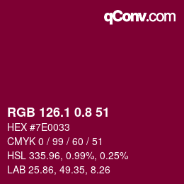 カラーコード: RGB 126.1 0.8 51 | qconv.com