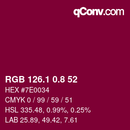 カラーコード: RGB 126.1 0.8 52 | qconv.com