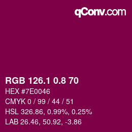 カラーコード: RGB 126.1 0.8 70 | qconv.com