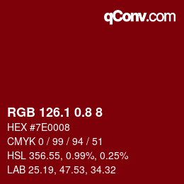 カラーコード: RGB 126.1 0.8 8 | qconv.com