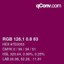 カラーコード: RGB 126.1 0.8 83 | qconv.com