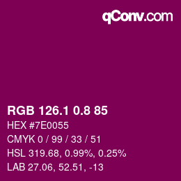カラーコード: RGB 126.1 0.8 85 | qconv.com