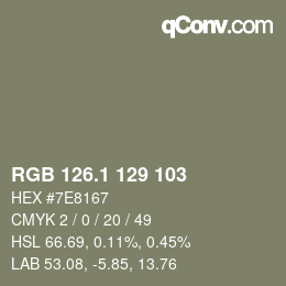 カラーコード: RGB 126.1 129 103 | qconv.com
