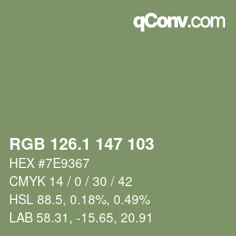 カラーコード: RGB 126.1 147 103 | qconv.com