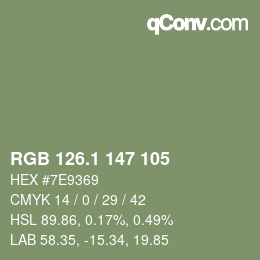 カラーコード: RGB 126.1 147 105 | qconv.com