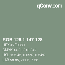 カラーコード: RGB 126.1 147 128 | qconv.com
