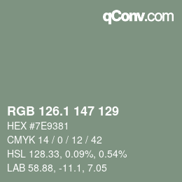 カラーコード: RGB 126.1 147 129 | qconv.com