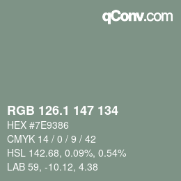 Color code: RGB 126.1 147 134 | qconv.com