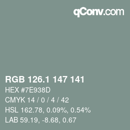 Color code: RGB 126.1 147 141 | qconv.com