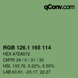 カラーコード: RGB 126.1 165 114 | qconv.com