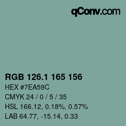 カラーコード: RGB 126.1 165 156 | qconv.com