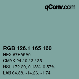 Color code: RGB 126.1 165 160 | qconv.com