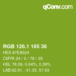 カラーコード: RGB 126.1 165 36 | qconv.com