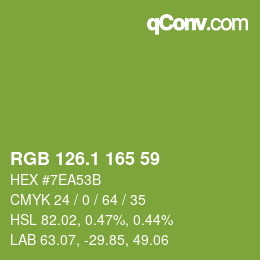 カラーコード: RGB 126.1 165 59 | qconv.com