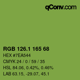 カラーコード: RGB 126.1 165 68 | qconv.com