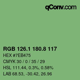 カラーコード: RGB 126.1 180.8 117 | qconv.com