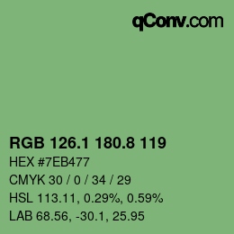 カラーコード: RGB 126.1 180.8 119 | qconv.com