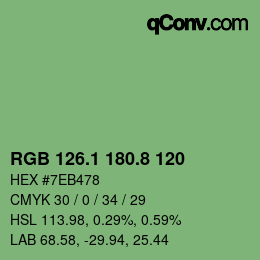 カラーコード: RGB 126.1 180.8 120 | qconv.com
